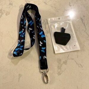 Phone Lanyard - Adjustable Neck Straps with Phone Pads - Blue Butterfly